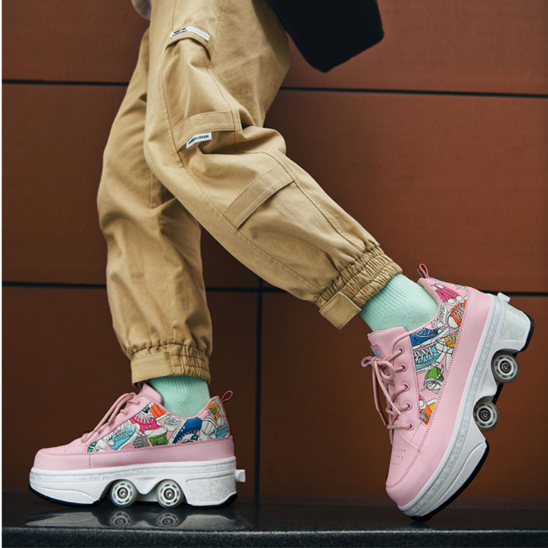 pink shoes with wheels