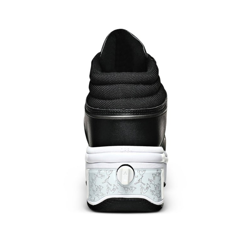 back view of Kick Speed black roller skate shoes with wheels hidden, classic clean back design