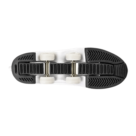 bottom view of LED Kick Speed mid-top roller shoes with pop-out wheels and anti-slip sole design