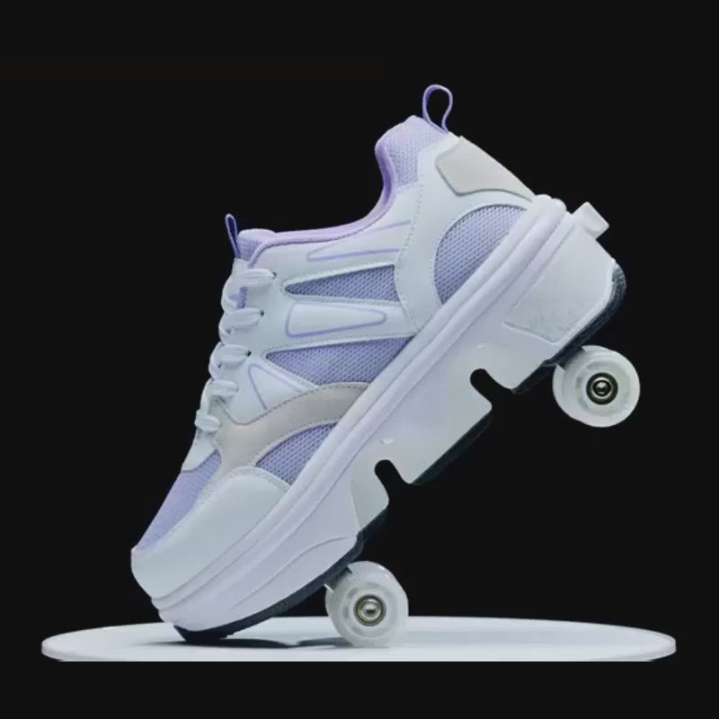 violet LED roller skate shoes for kids and girls, video