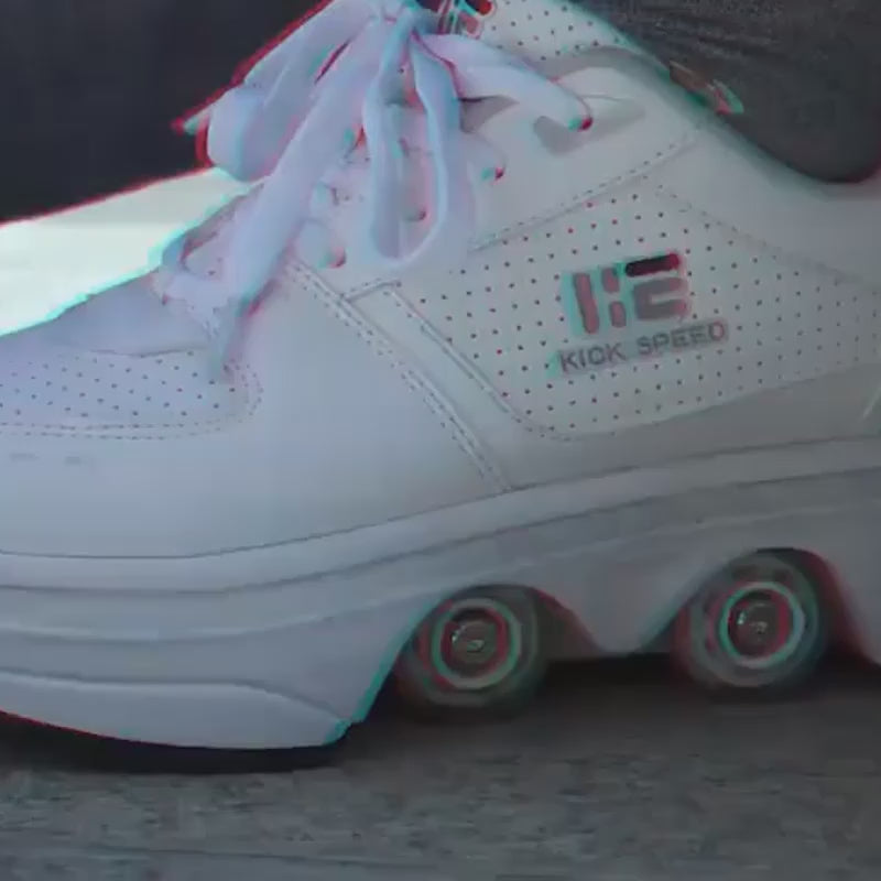 Kick Speed Original White Roller Skate Shoes LOW promo video