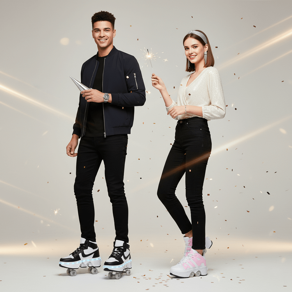 New Year’s Eve Sale  Kick Speed Roller Skate Shoes with pop up wheels