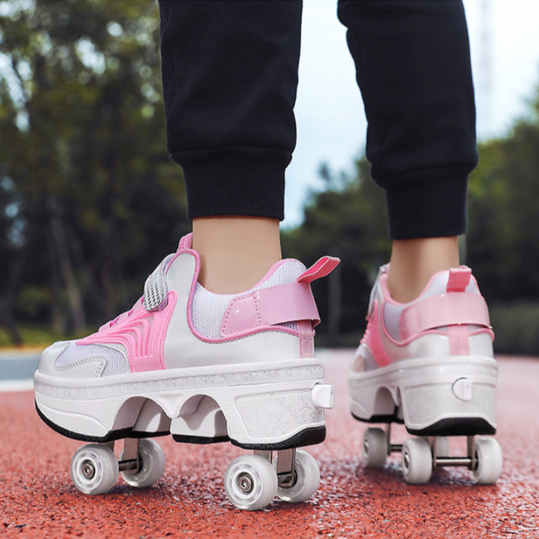 pink shoes with wheels for girls