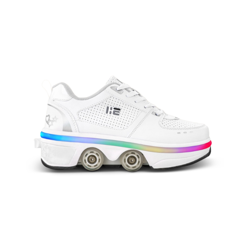white shoes with wheels and led lights