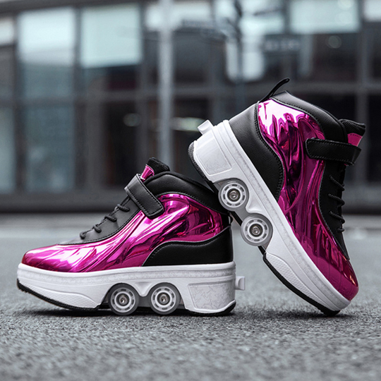 purple shoes with wheels