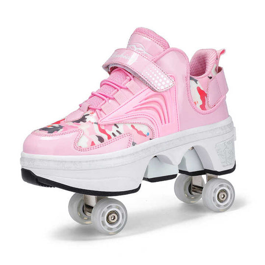 pink shoes with wheels