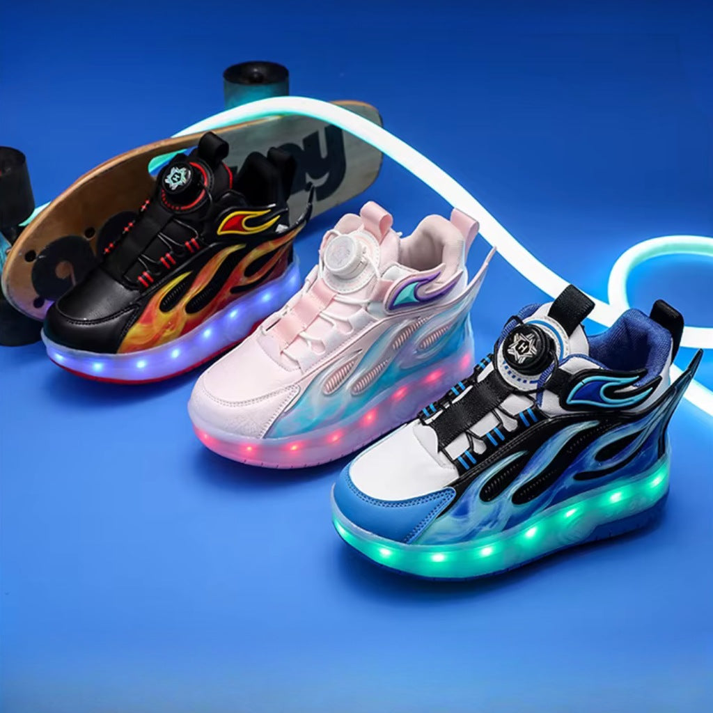 Kick Speed LED roller shoes in blue pink and black colorways