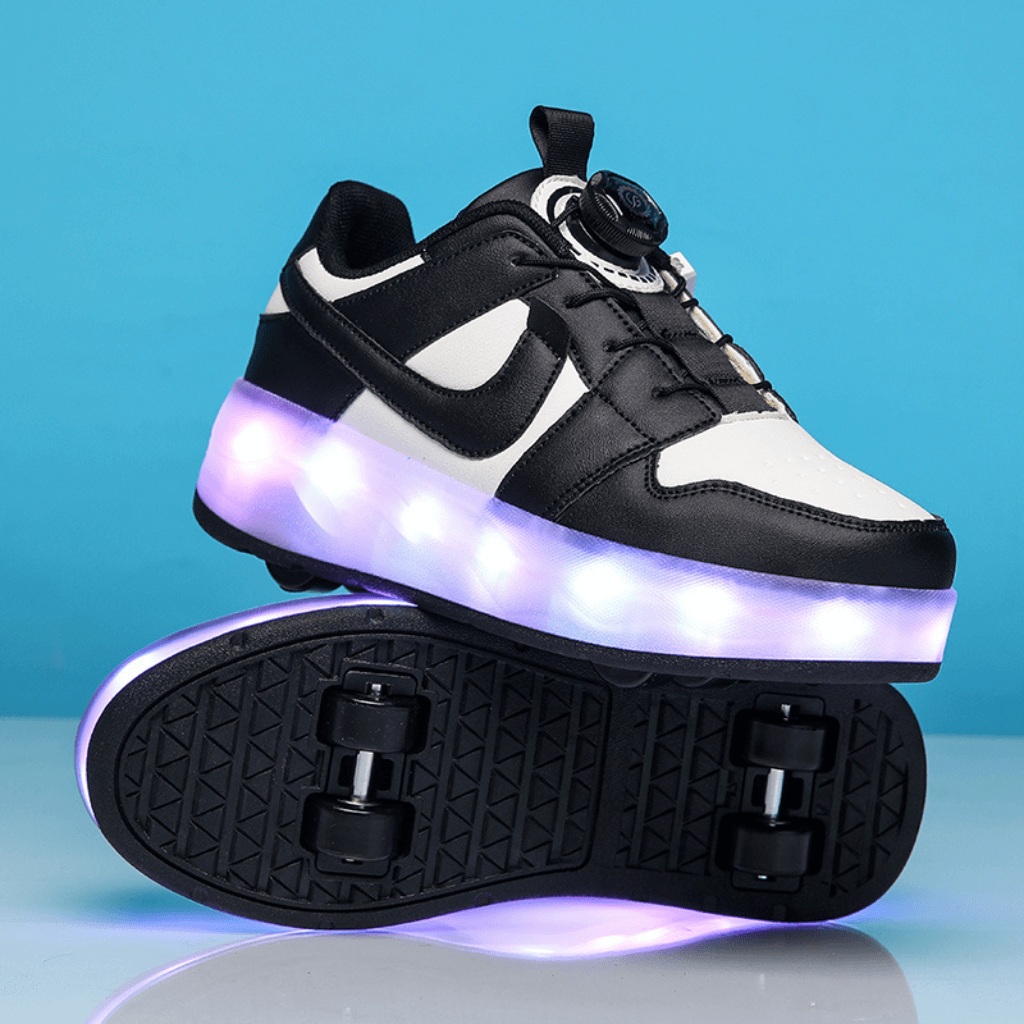 Black Kick Speed Kick Air LOW heel wheel shoes with LED lights