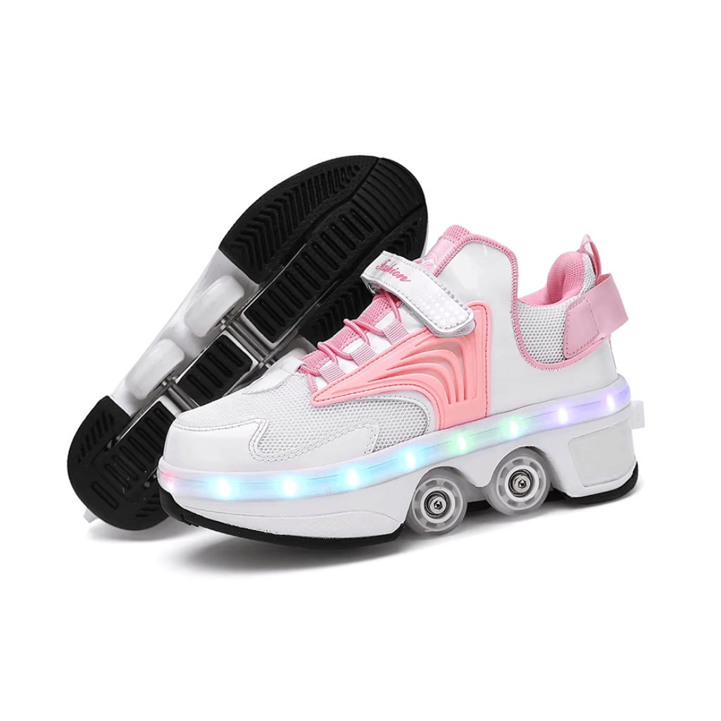 Pink Kick Speed roller skate shoes with wheels and rechargeable LED lights