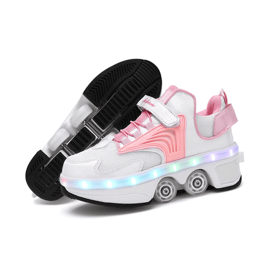 Pink Kick Speed roller skate shoes with wheels and rechargeable LED lights
