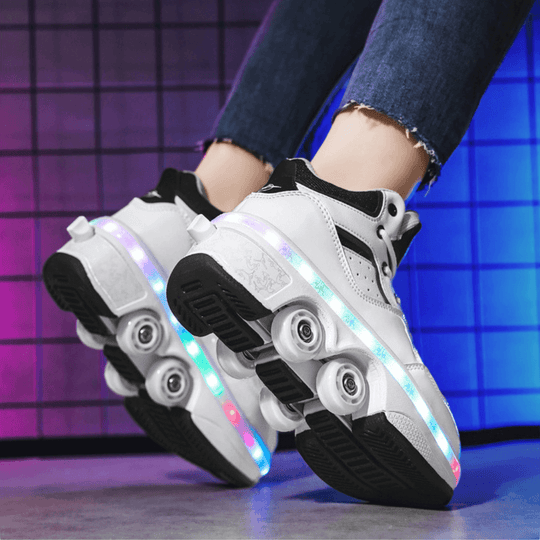 White Kick Speed Vapor MID roller skate shoes with wheels worn indoors, roller shoes for adults and teens