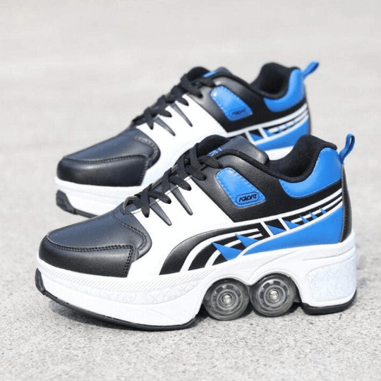 Side profile of blue Kick Speed Hyper Jet LOW roller shoes, everyday shoes with wheels