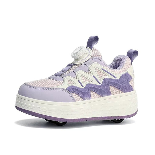 purple Kick Speed heel wheel shoes with a dial closure system, shown from a side profile on a white background