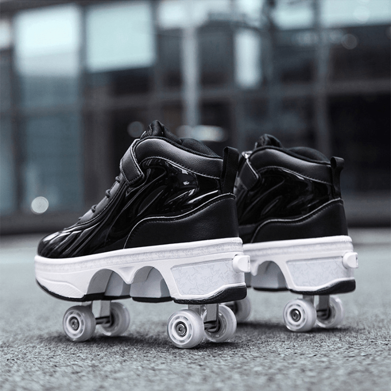 black Kick Speed roller skate shoes with wheels for adults and kids, outdoor photo