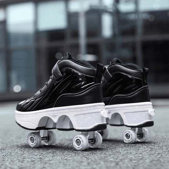 black Kick Speed roller skate shoes with wheels for adults and kids, outdoor photo
