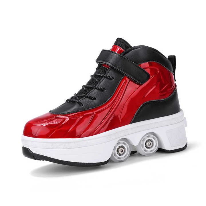 red Kick Speed Glaze MID roller skate shoes with retractable wheels for adults and kids