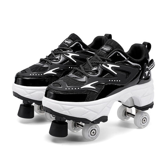 black Kick Speed Impact LOW Roller Skate Shoes w/ Toe Stops for kids and adults, studio photo