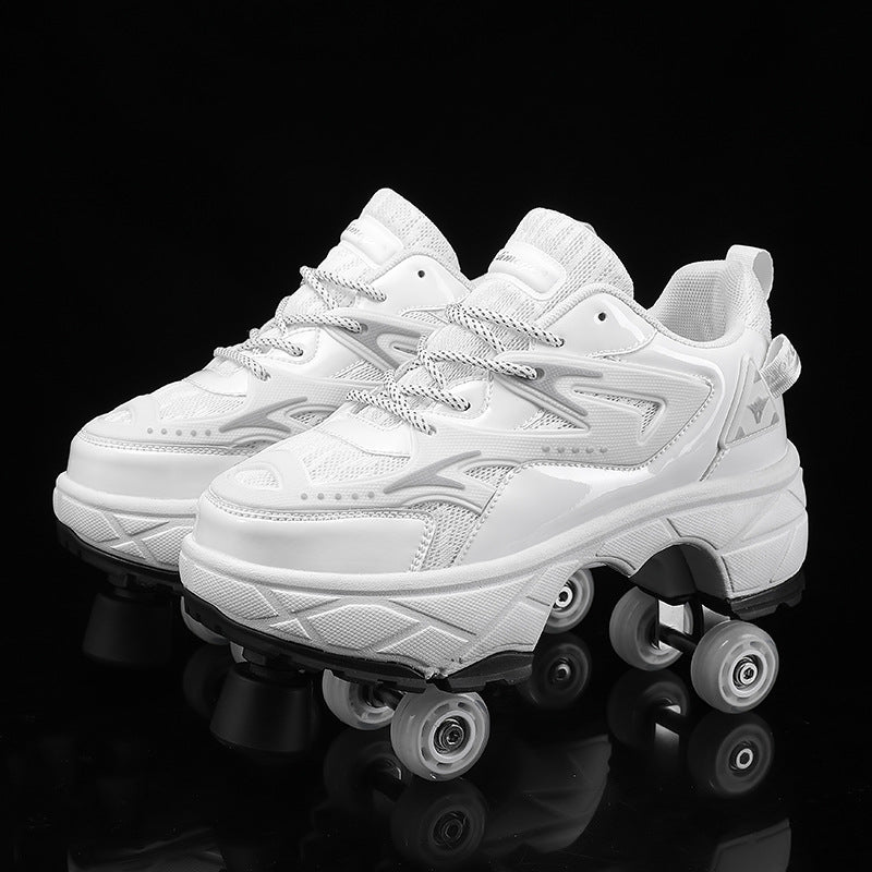 white Kick Speed roller skate shoes with toe stops for kids learning skating techniques