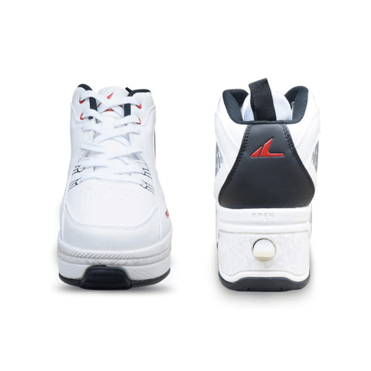 front and back view of Kick Speed MID roller skate shoes with wheels, unisex roller shoes for adults and kids