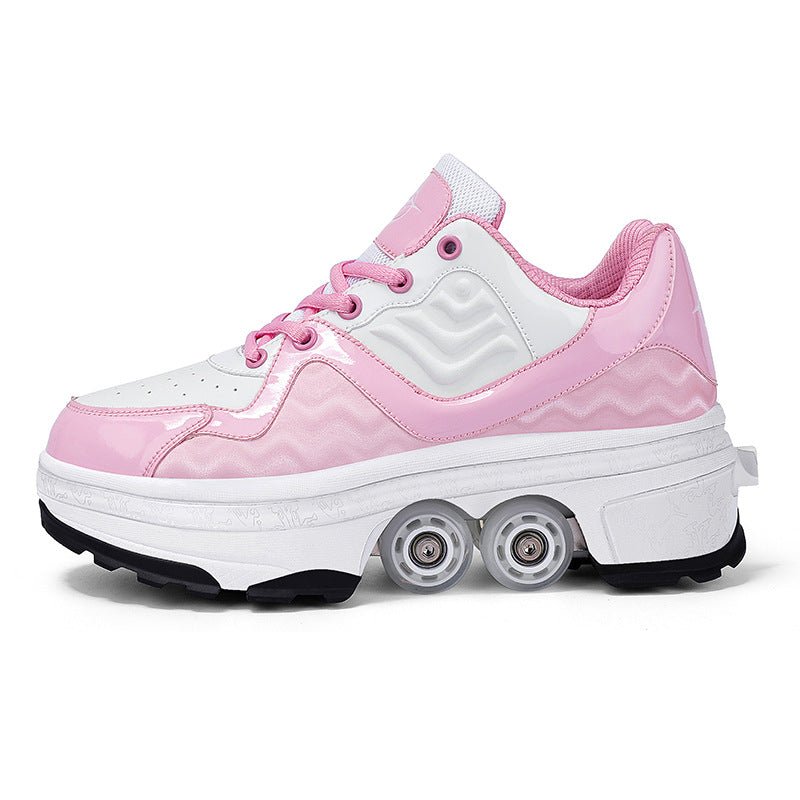 pink Kick Speed NeoWave LOW Roller Skate Shoes with pop-out wheels, 4 wheel shoes for kids and adults