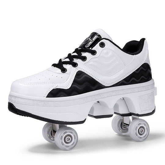 white Kick Speed NeoWave Roller Skate Shoes with extended wheels, comfortable shoes with wheels for skating and walking