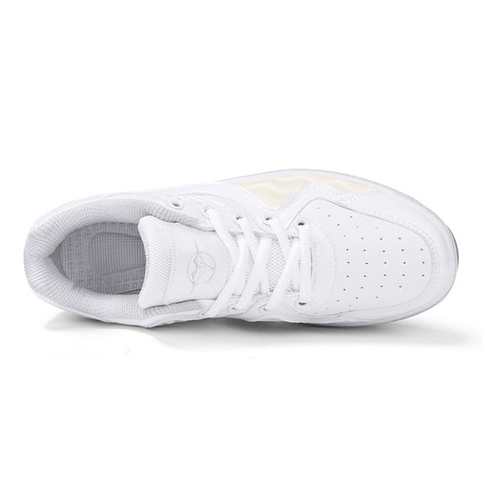 top view of cream white Kick Speed roller shoes, breathable and cushioned shoes with wheels for adults and kids featuring soft interior padding for comfort