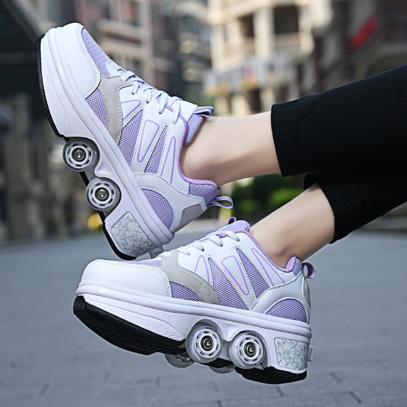 Kick Speed Violet roller shoes with pop-up retractable wheels for everyday skating