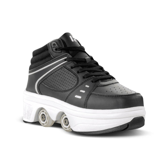 black sneakers with wheels