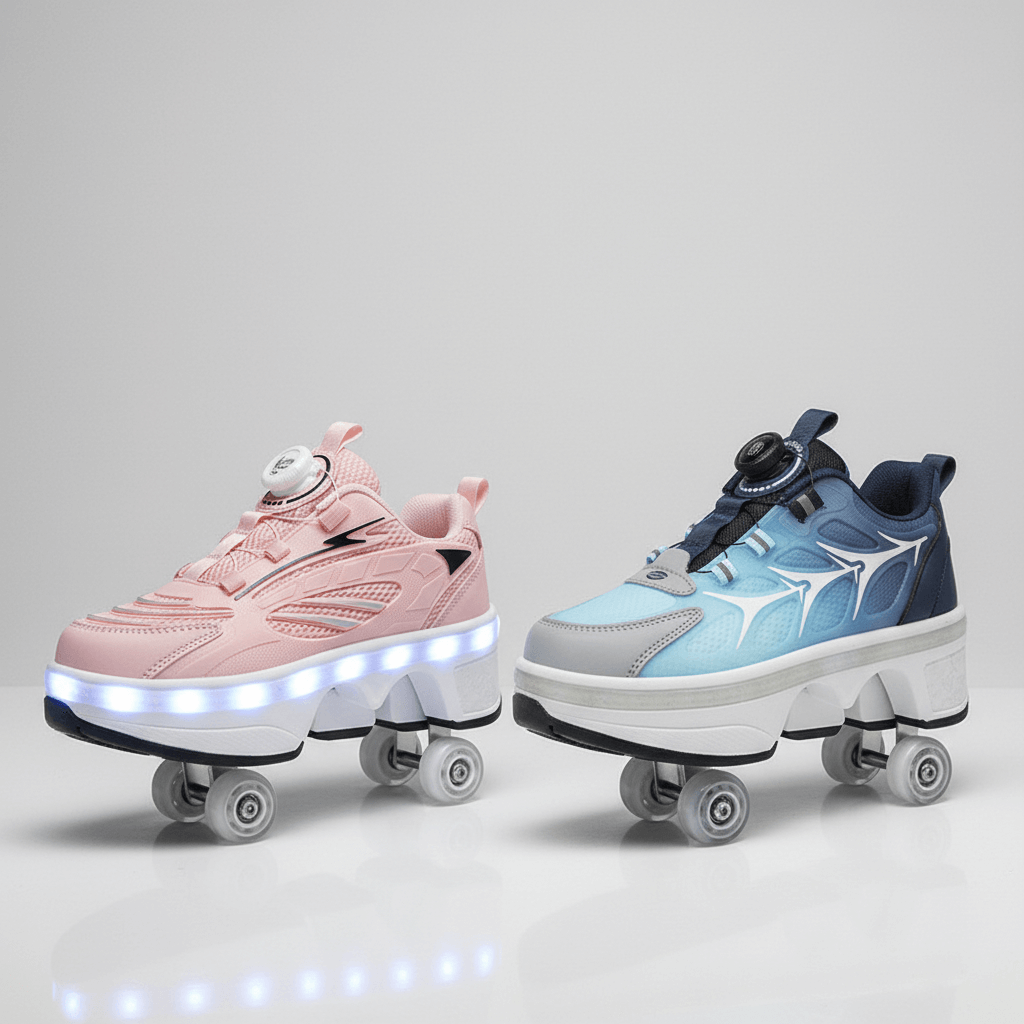 Kick Speed Low-Top Roller Skate Shoes with Retractable Wheels and LED lights