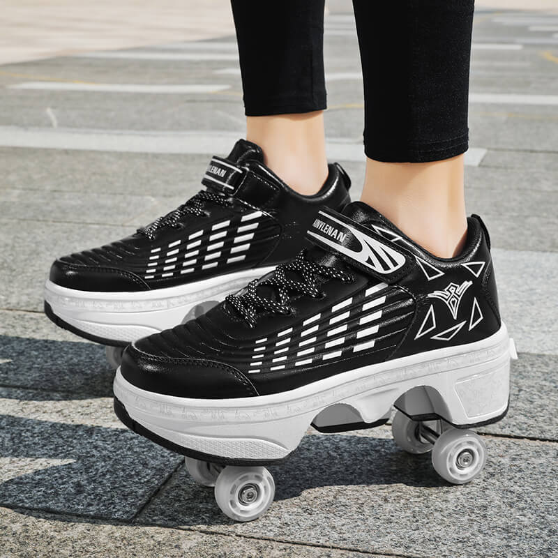 black Kick Speed roller skate shoes with wheels for adults on pavement