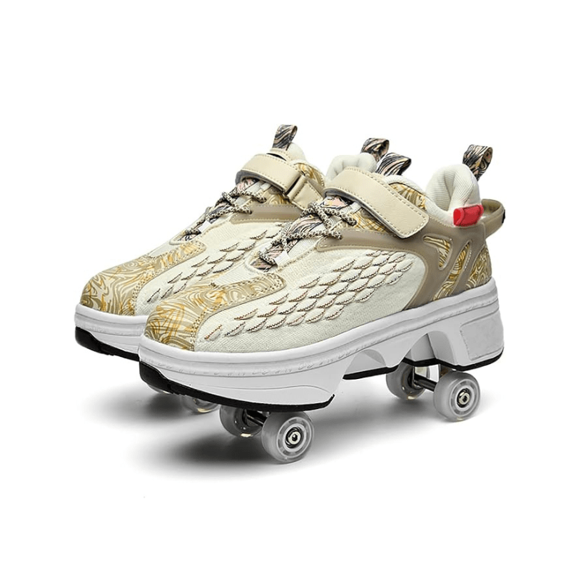 Best birthday gifts for kids who have everything: roller skate shoes in cream and gold