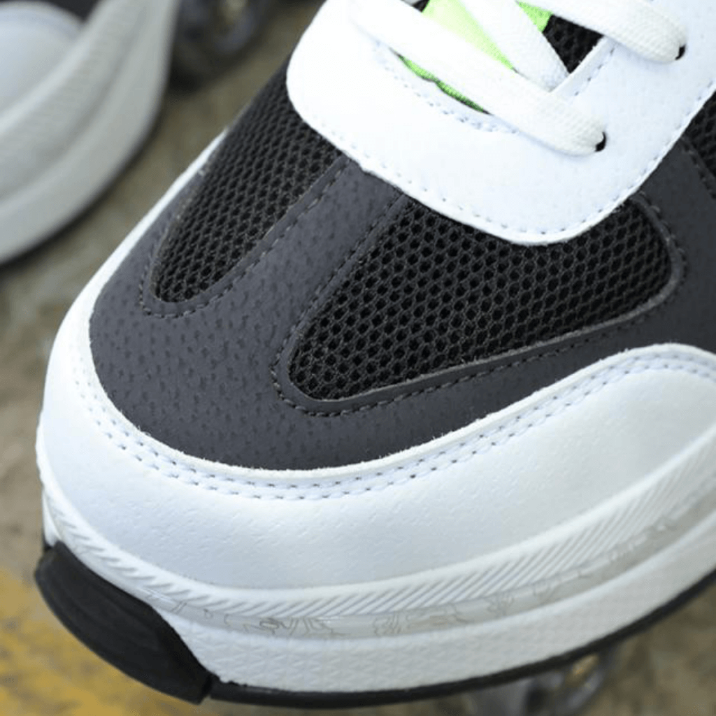 Close-up of mesh and laces on Speed Volt LOW roller sneakers
