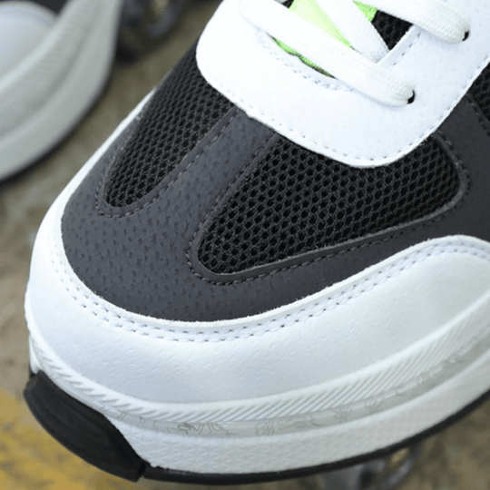 Close-up of mesh and laces on Speed Volt LOW roller sneakers