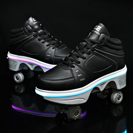 black roller led shoes