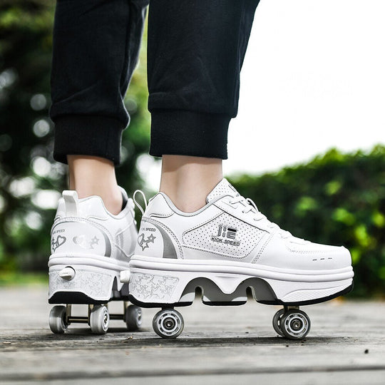 Kick Speed LED roller skate shoes in white low top design for everyday skating