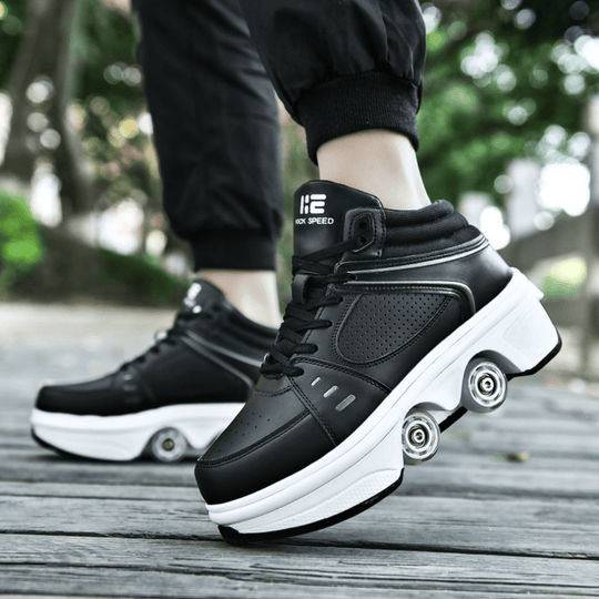 deformation black roller shoes