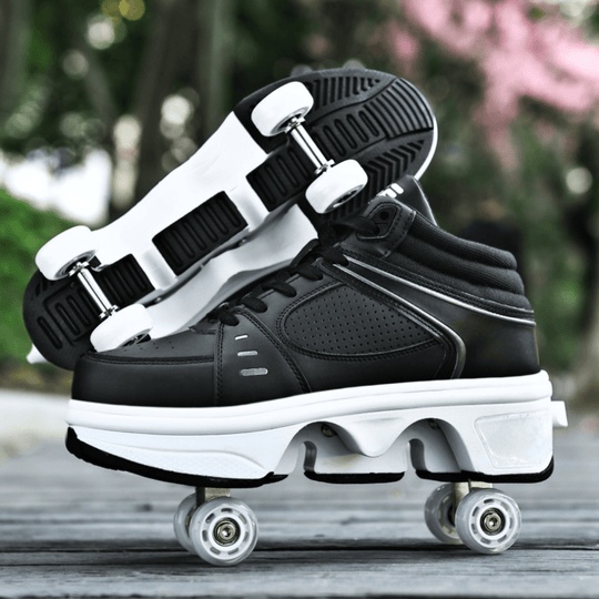 retractable black roller shoes