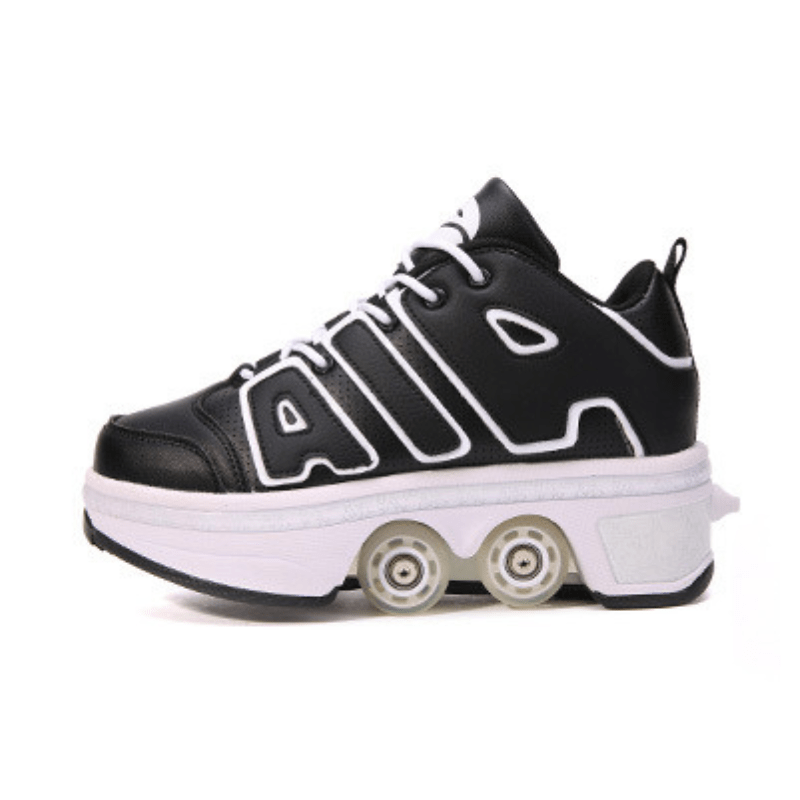 black and white roller skate shoes for adults studio side view