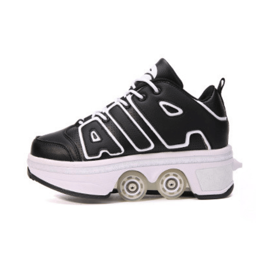 black and white roller skate shoes for adults studio side view