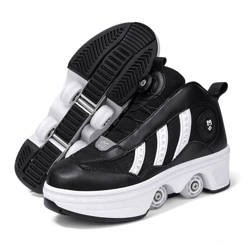 black Kick Speed Triple Arc MID 4 wheel shoes side angle showing smooth outsole and reflective logo