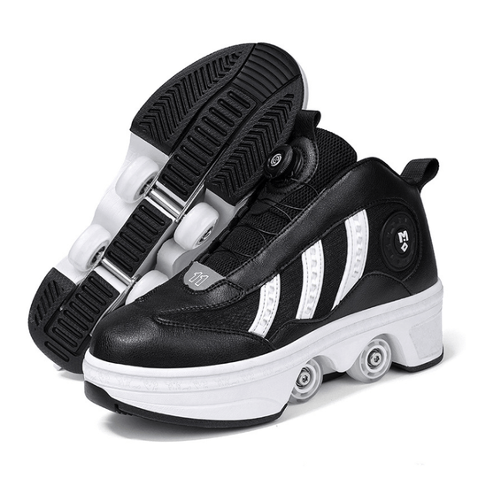 black Kick Speed Triple Arc MID 4 wheel shoes side angle showing smooth outsole and reflective logo